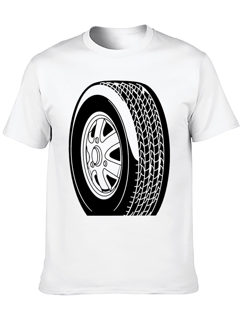 Black Car Tire Graphic Tee - Automotive Enthusiast Apparel