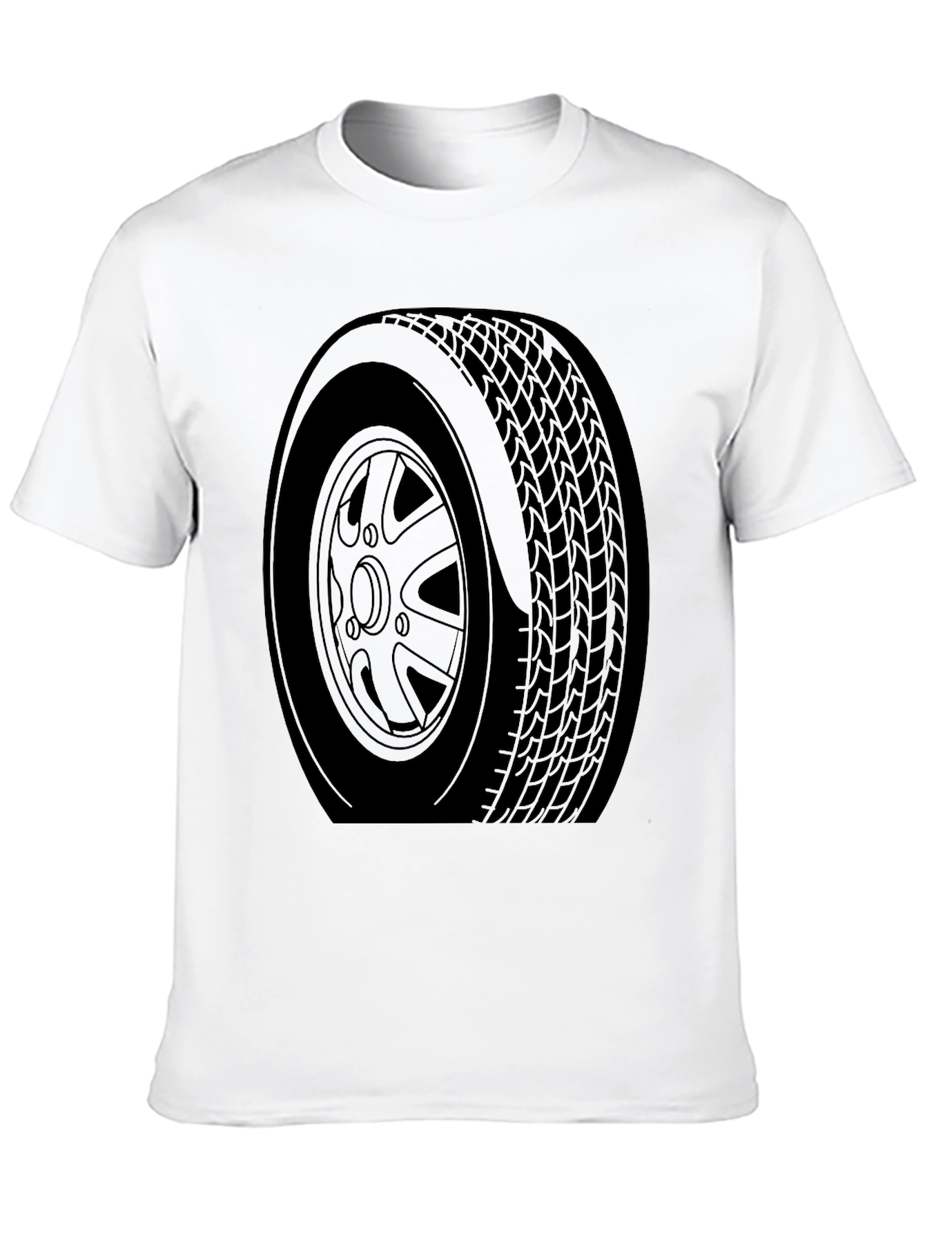 Black Car Tire Graphic Tee - Automotive Enthusiast Apparel