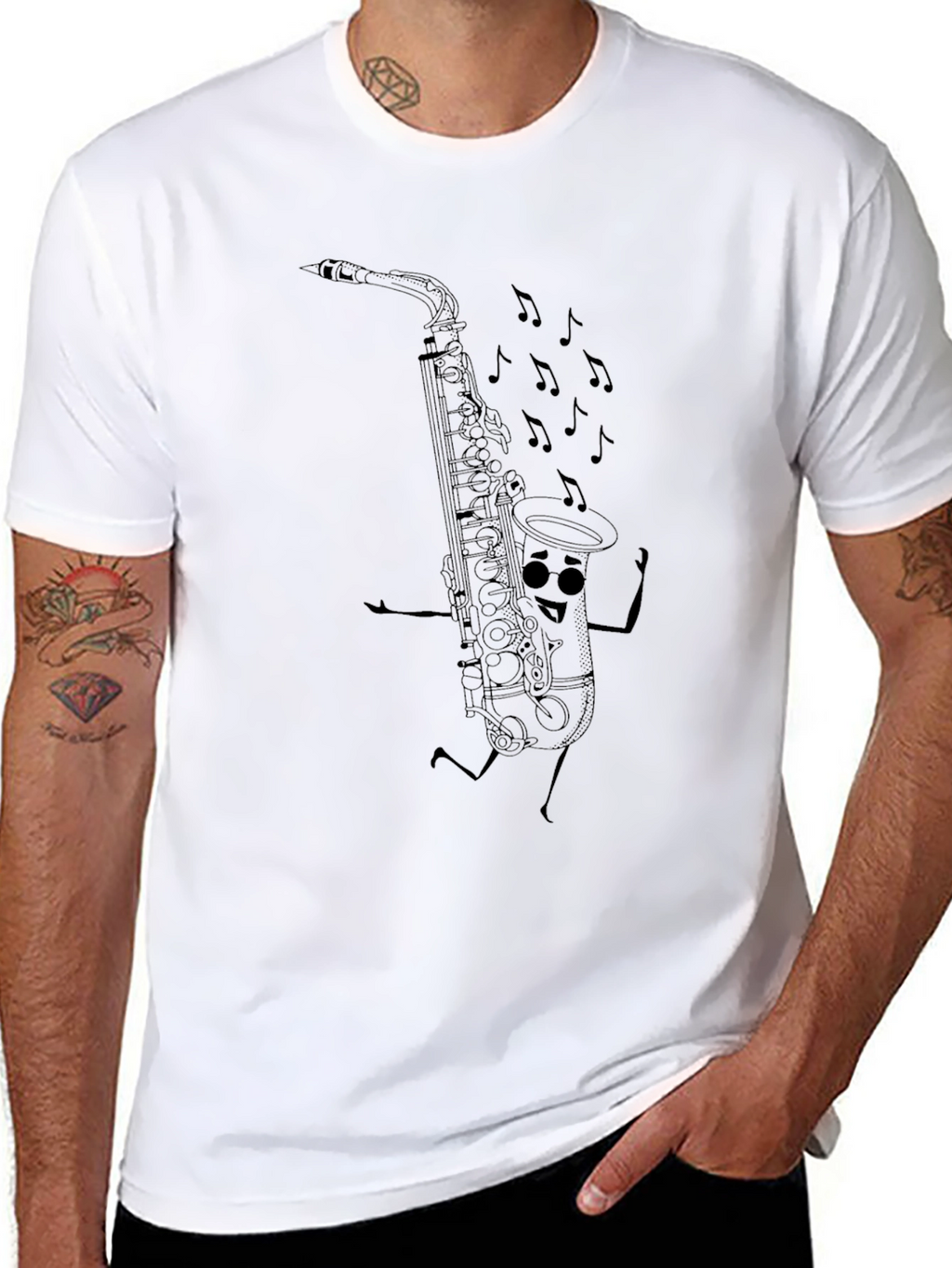 Saxophone Cartoon Graphic T-Shirt - Musical Fun