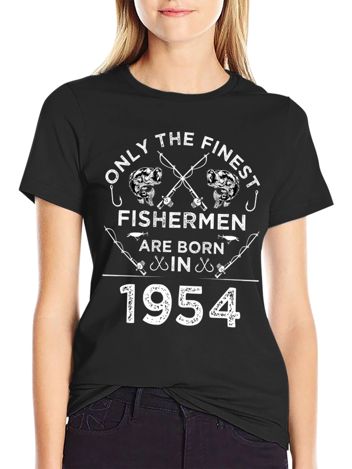 Finest Fishermen Born in 1954 Black T-Shirt