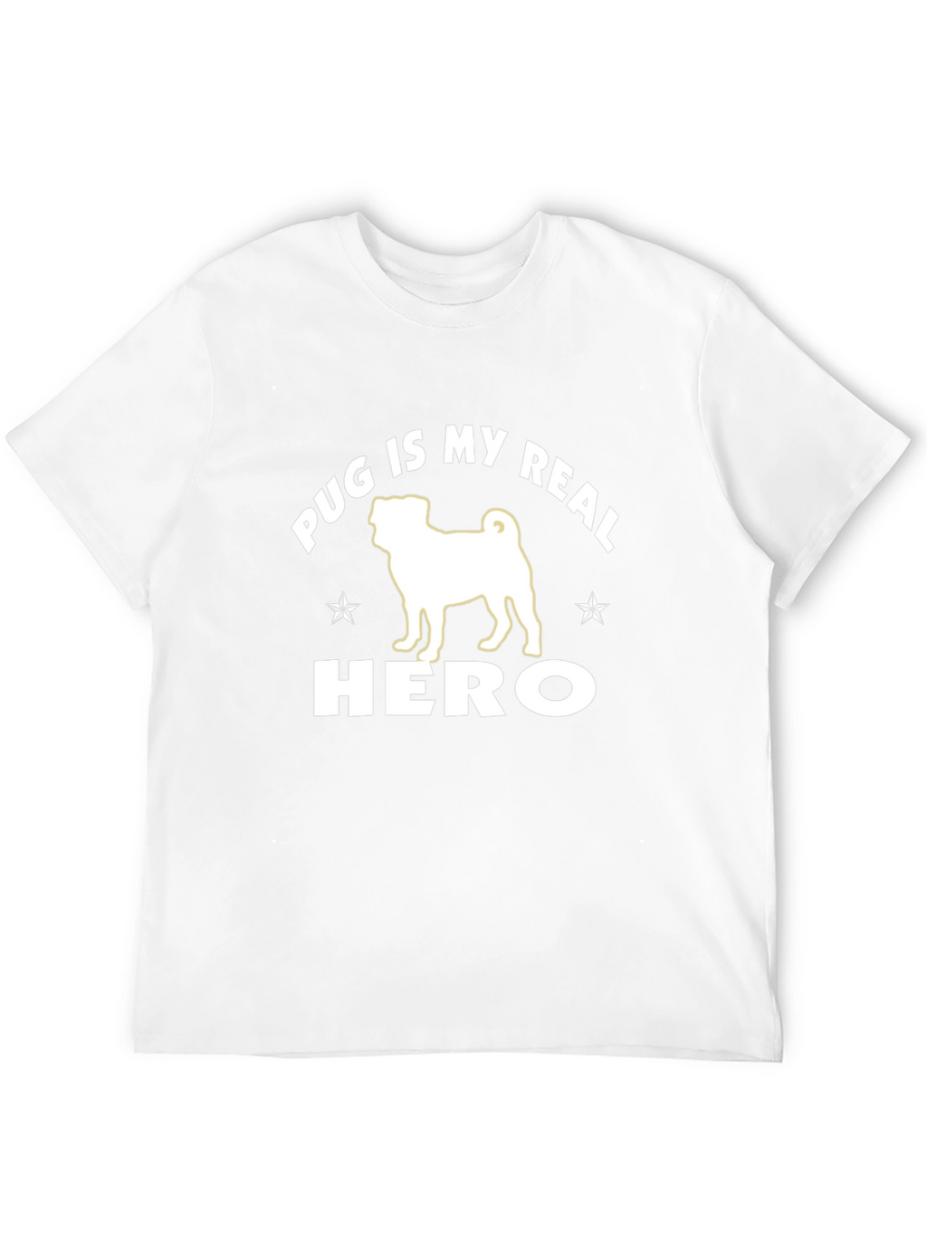 Pug Is My Real Hero Black Graphic T-Shirt