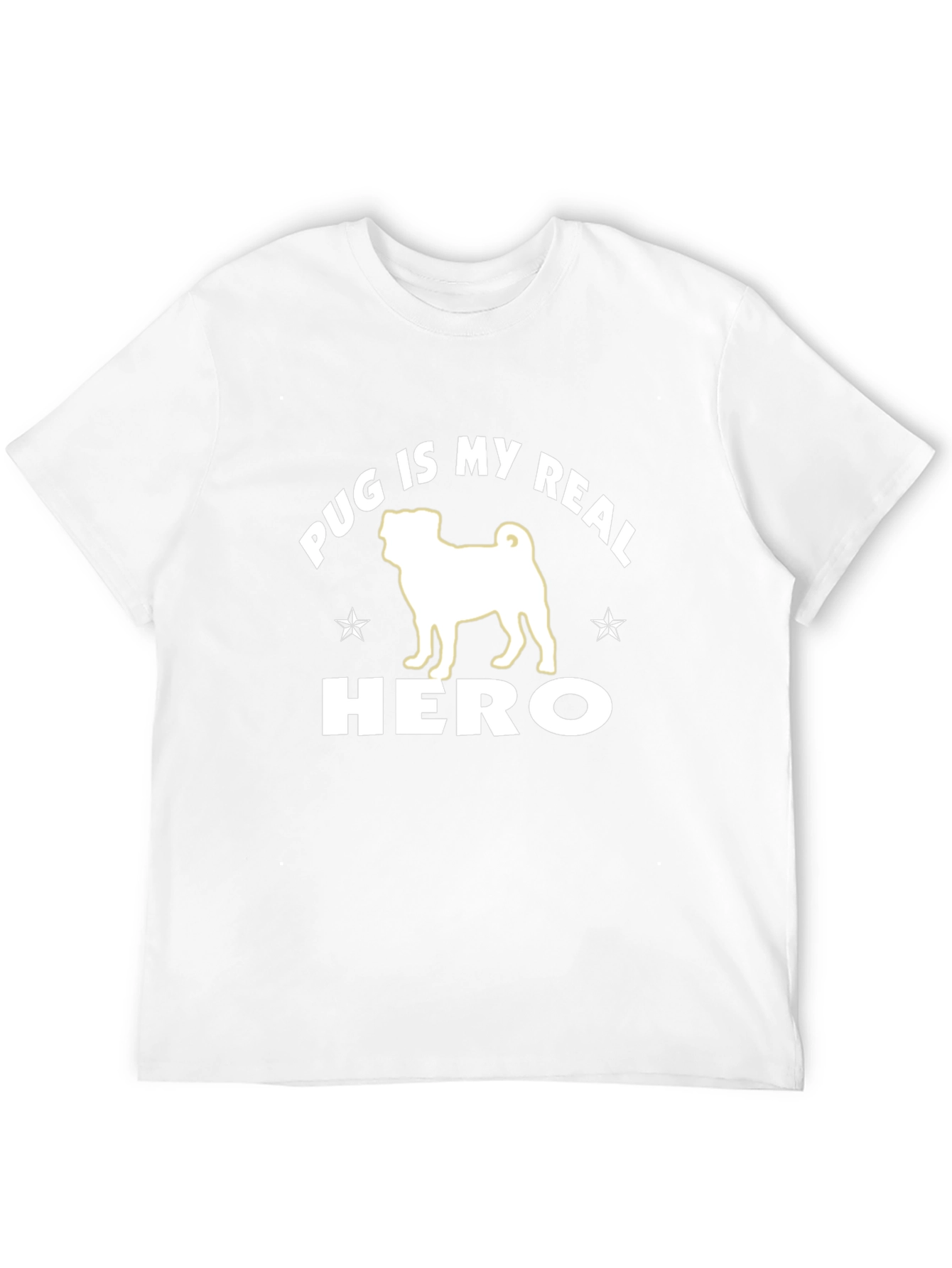 Pug Is My Real Hero Black Graphic T-Shirt