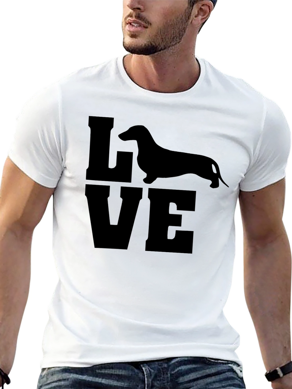 Dachshund LOVE Graphic Tee - Black