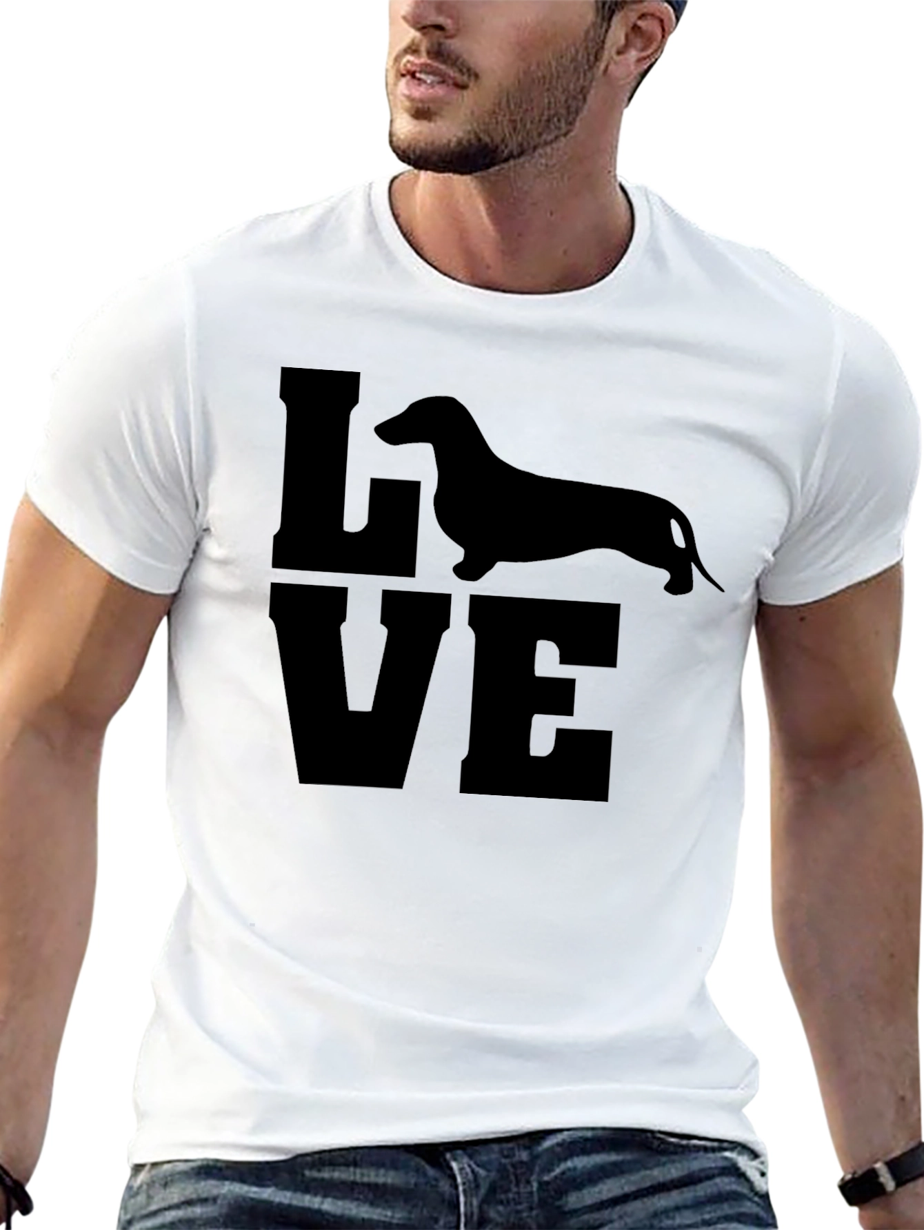 Dachshund LOVE Graphic Tee - Black