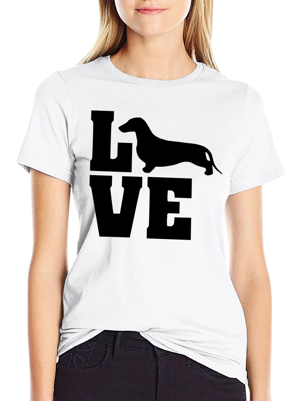 Dachshund LOVE Graphic Tee - Black