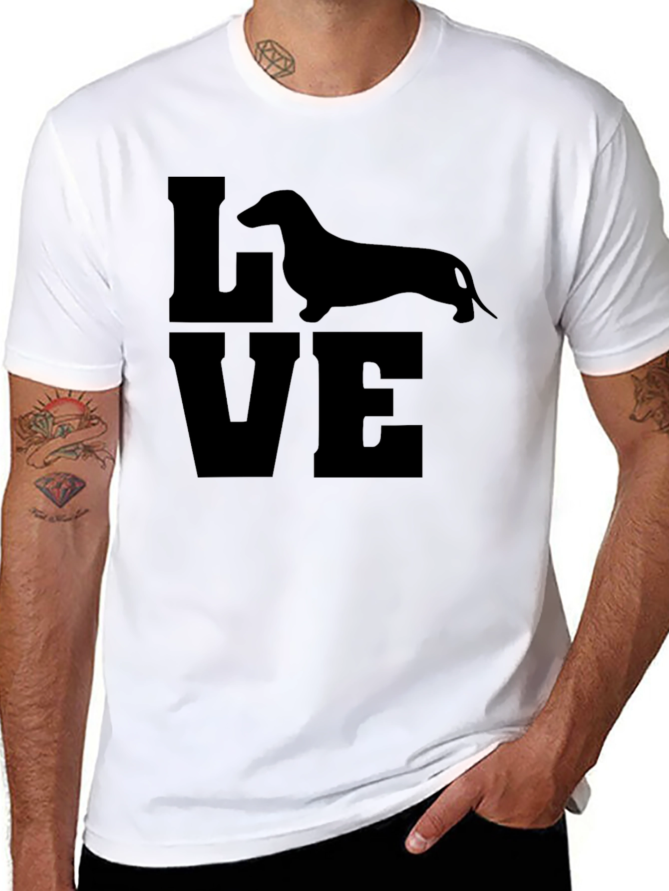 Dachshund LOVE Graphic Tee - Black