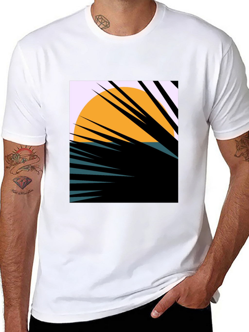 Sunset Palm Graphic Tee - Unique Abstract Design
