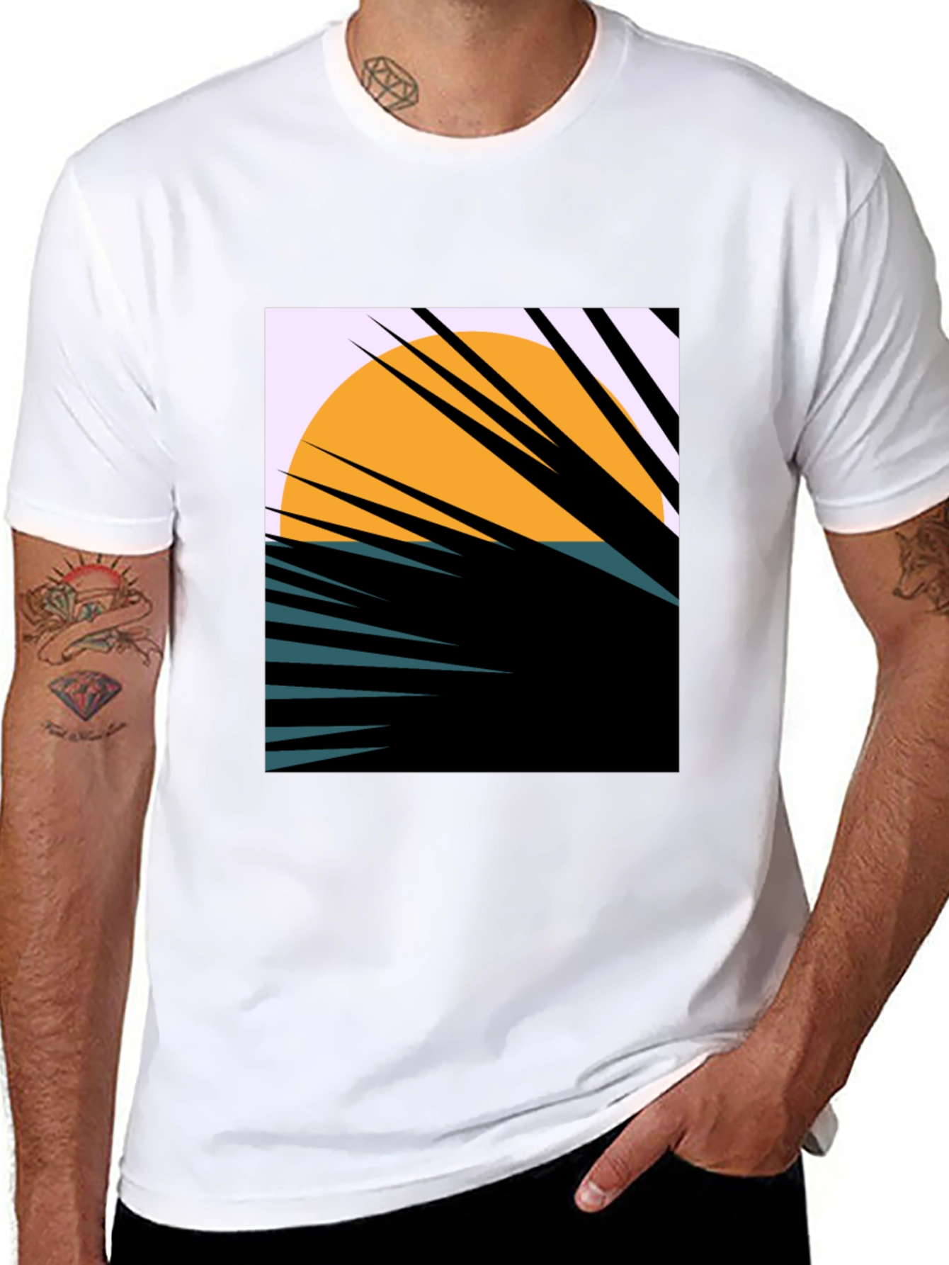 Sunset Palm Graphic Tee - Unique Abstract Design