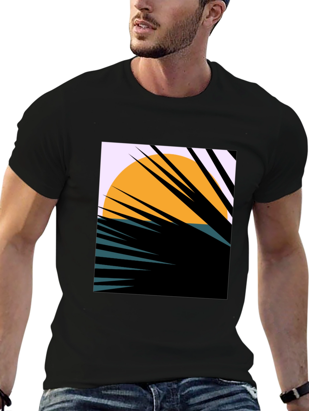 Sunset Palm Graphic Tee - Unique Abstract Design