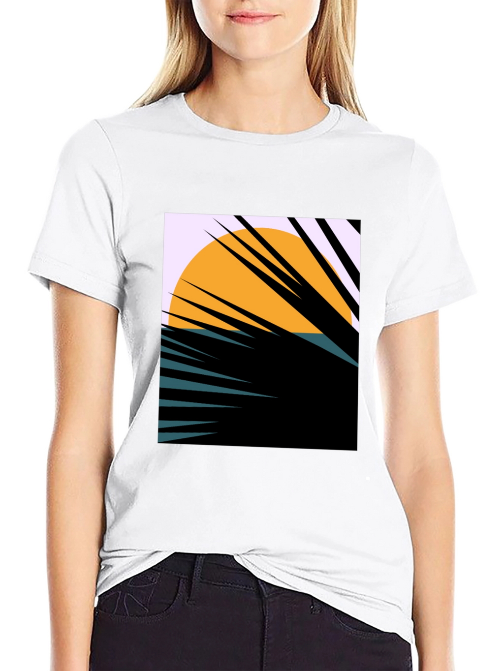 Sunset Palm Graphic Tee - Unique Abstract Design