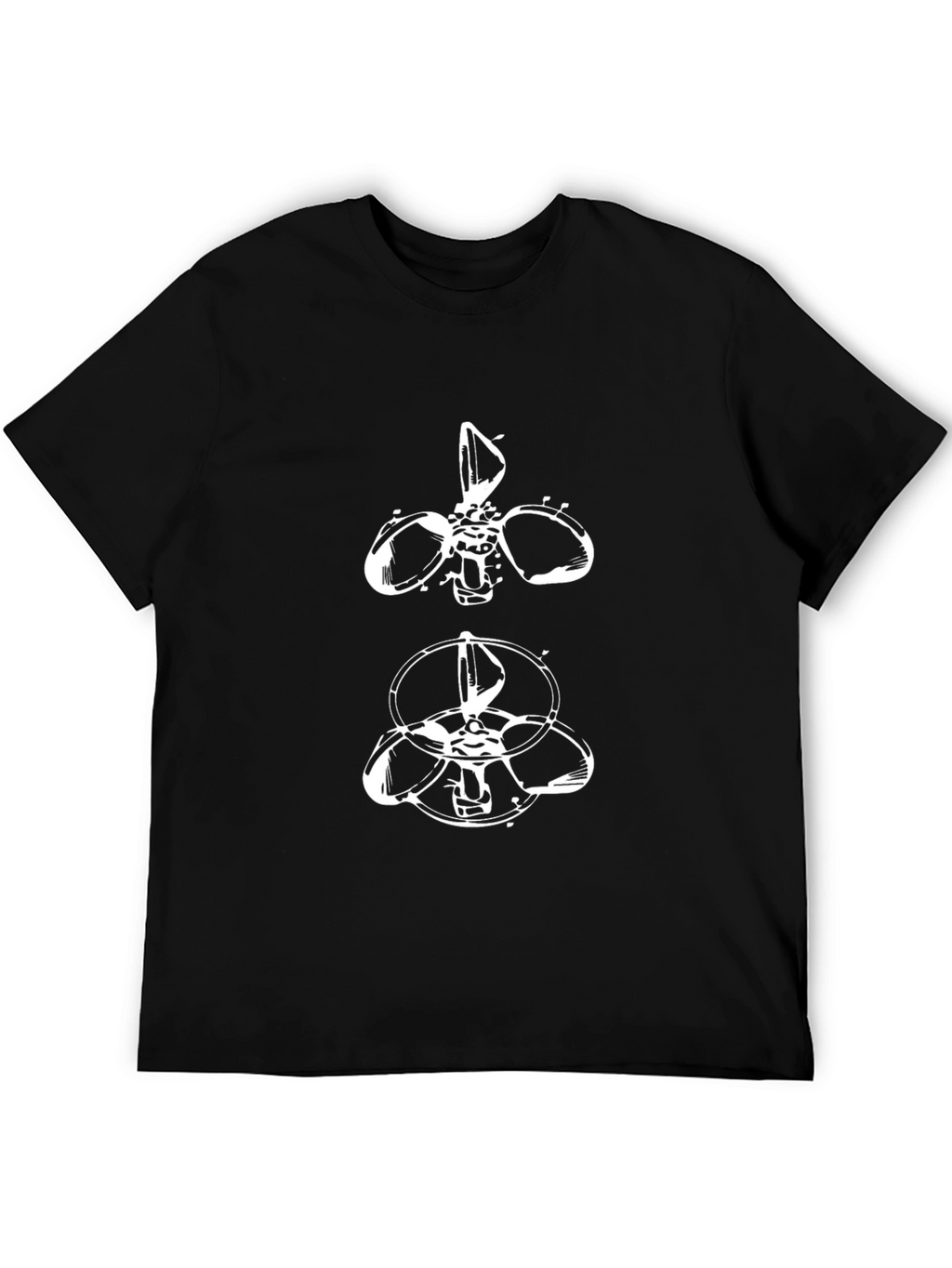 Cool Graphic T-Shirt with Abstract Fan Design in Black