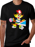 Cartoon Tiger Table Tennis Black T-Shirt