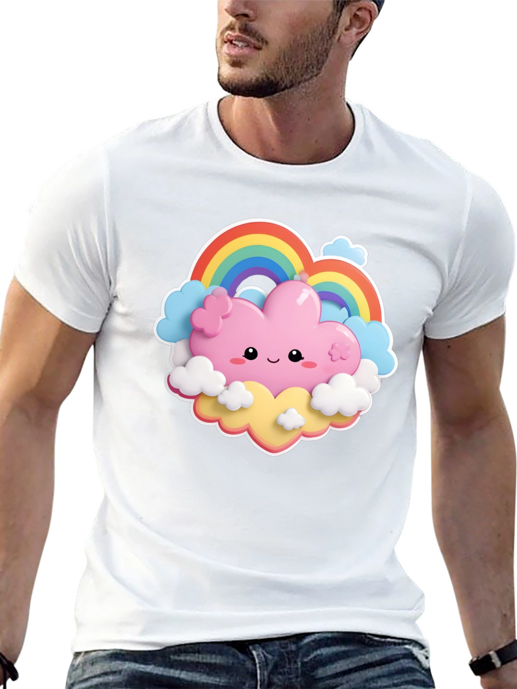 Kawaii Cloud Rainbow T-Shirt - Cute & Comfy