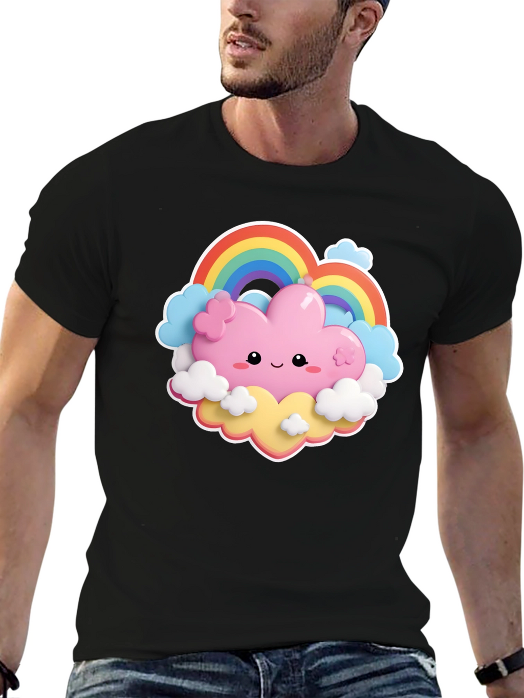 Kawaii Cloud Rainbow T-Shirt - Cute & Comfy