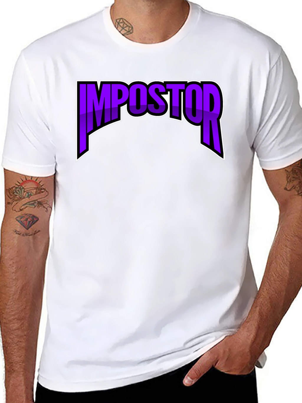 Impostor T-Shirt - Black Crew Neck Graphic Tee