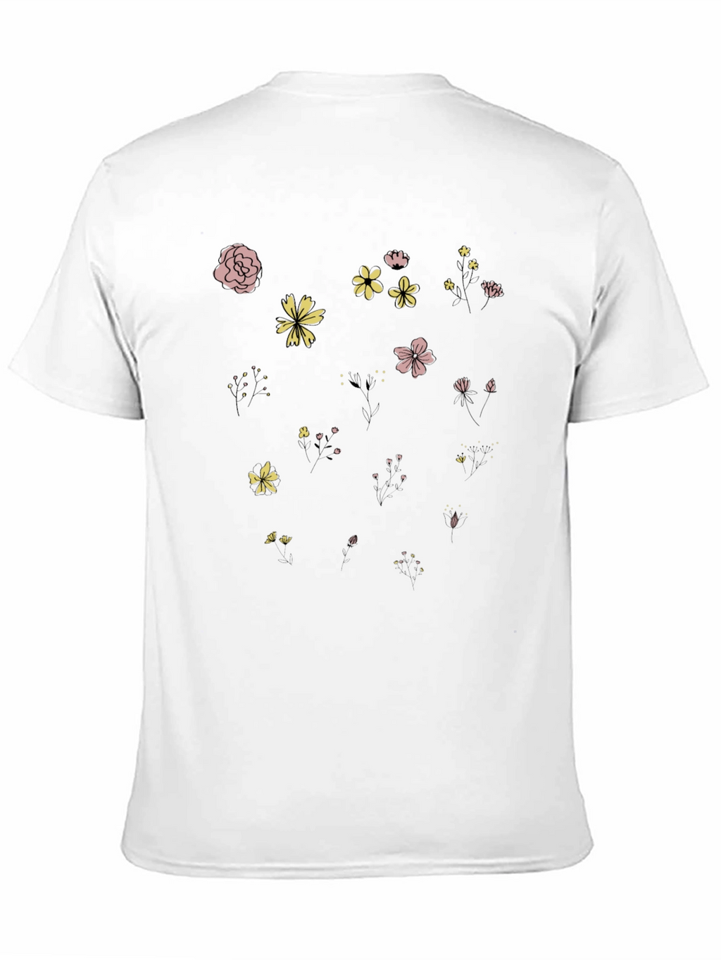 Floral Print Black Crew Neck T-Shirt