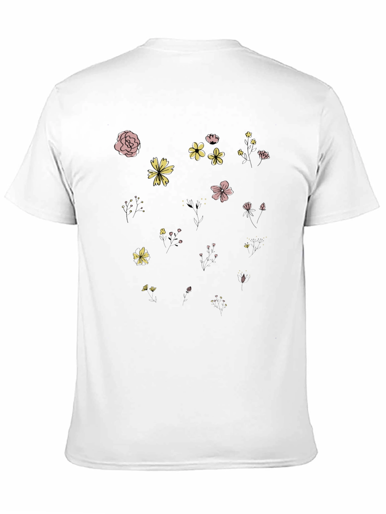 Floral Print Black Crew Neck T-Shirt