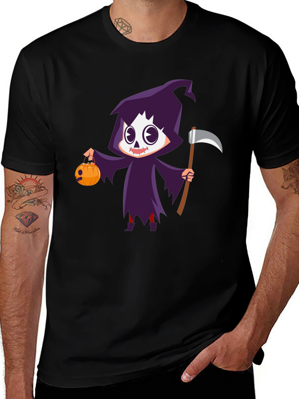 Grim Reaper Halloween Graphic T-Shirt
