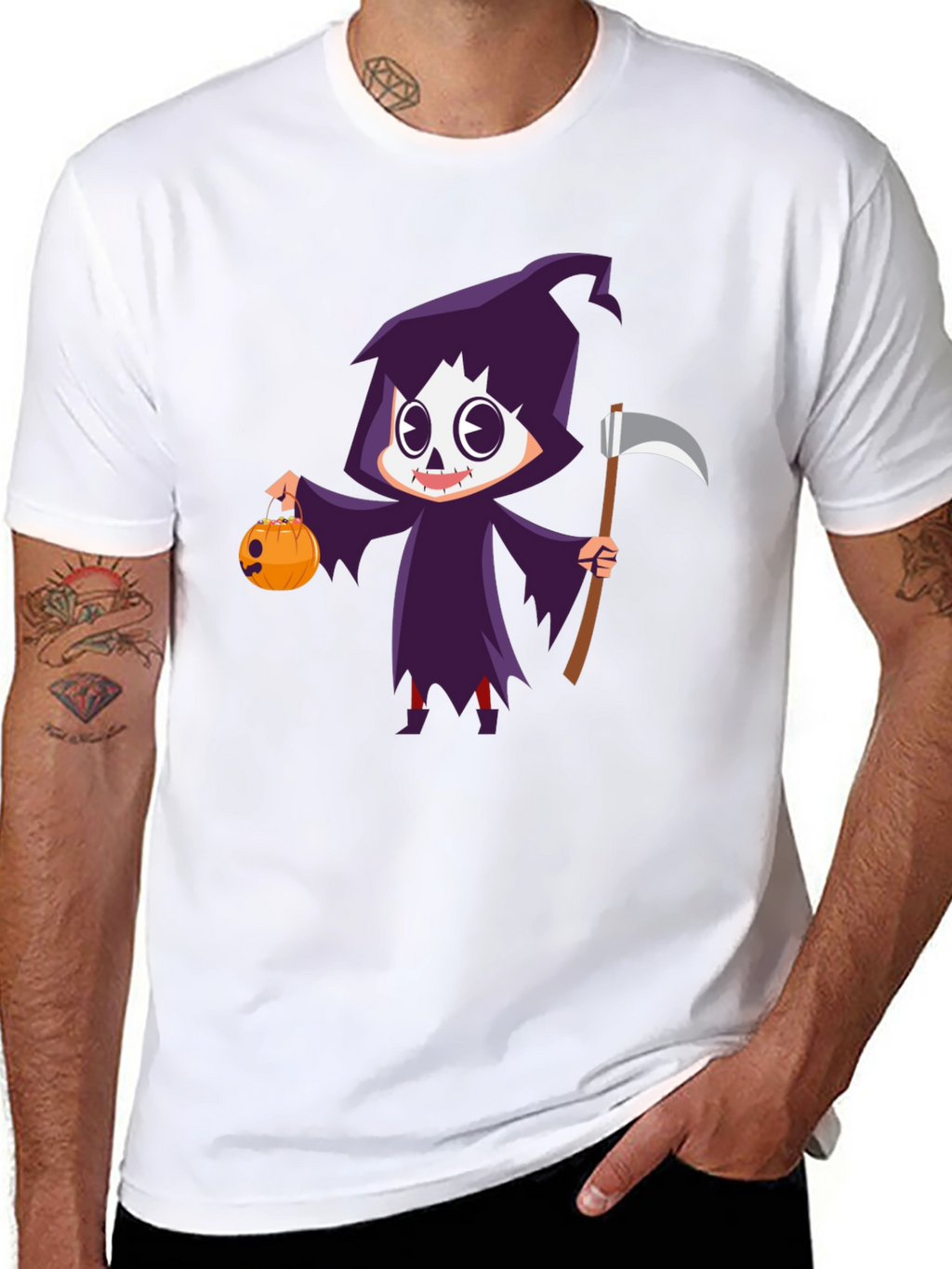 Grim Reaper Halloween Graphic T-Shirt