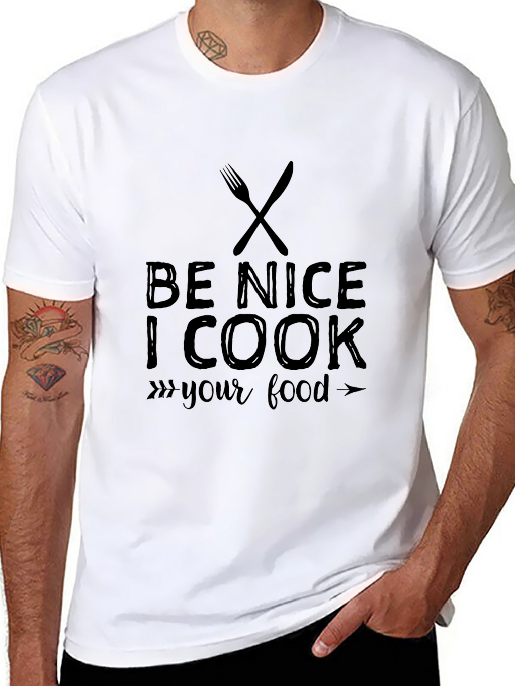 Be Nice I Cook Your Food Mens Black T-Shirt