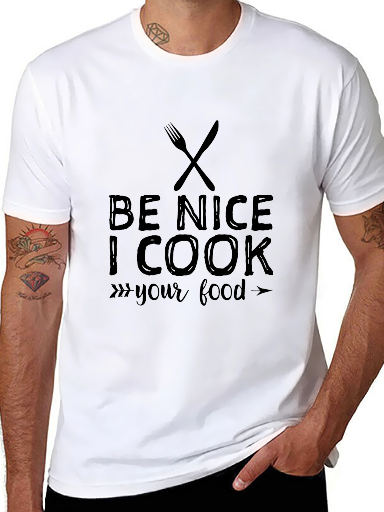 Be Nice I Cook Your Food Mens Black T-Shirt