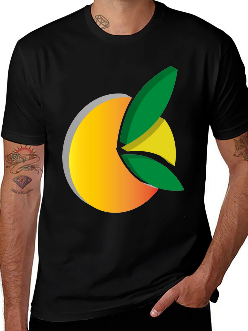 Citrus Graphic Black Tee - Fresh Design