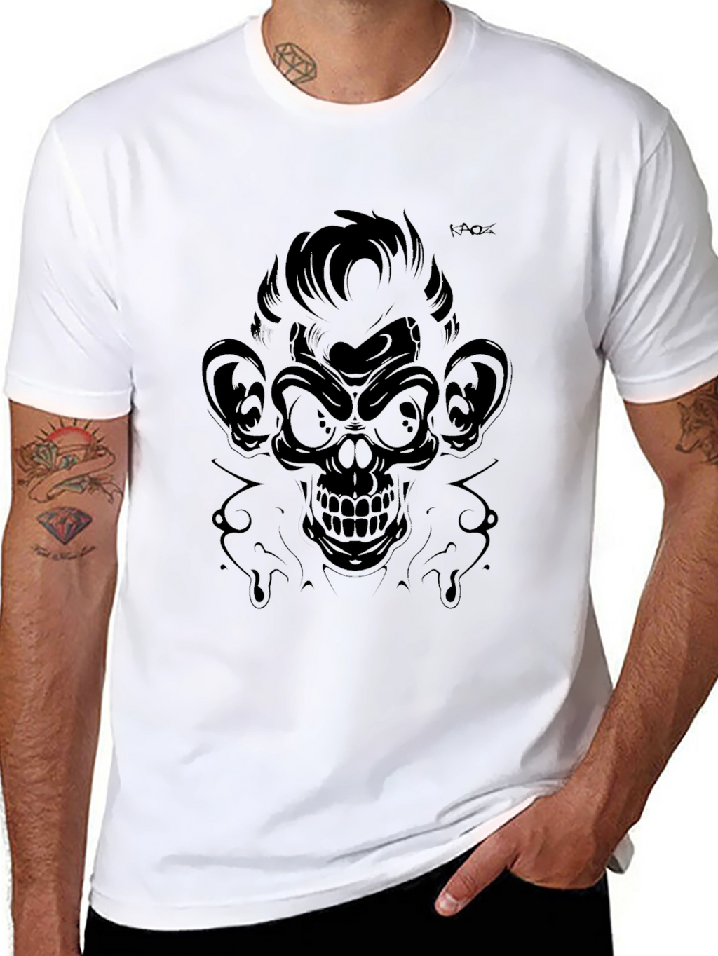 Mens Black Monkey Skull Graphic Tee