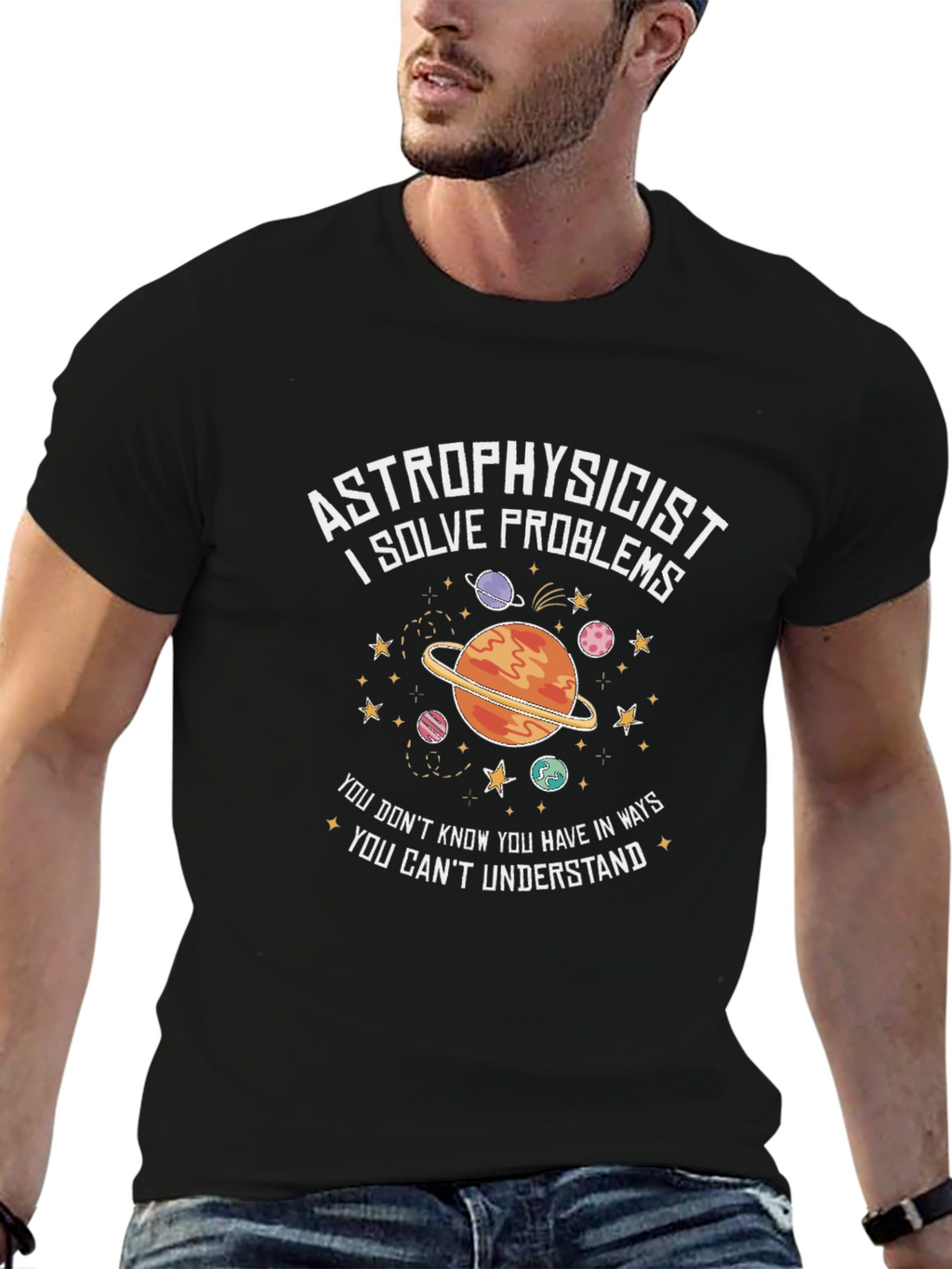 Astrophysicist Problem Solver Black T-Shirt
