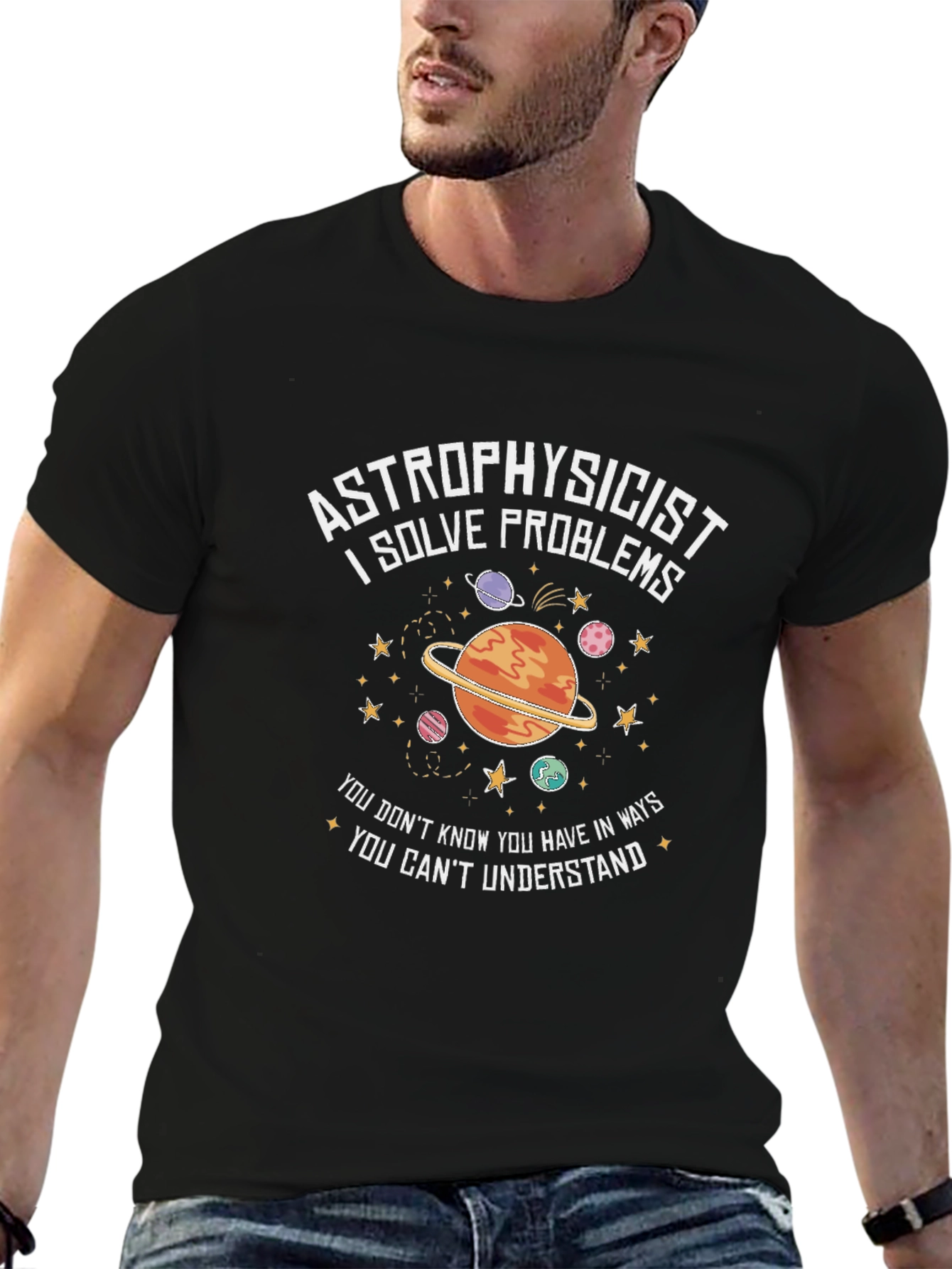 Astrophysicist Problem Solver Black T-Shirt