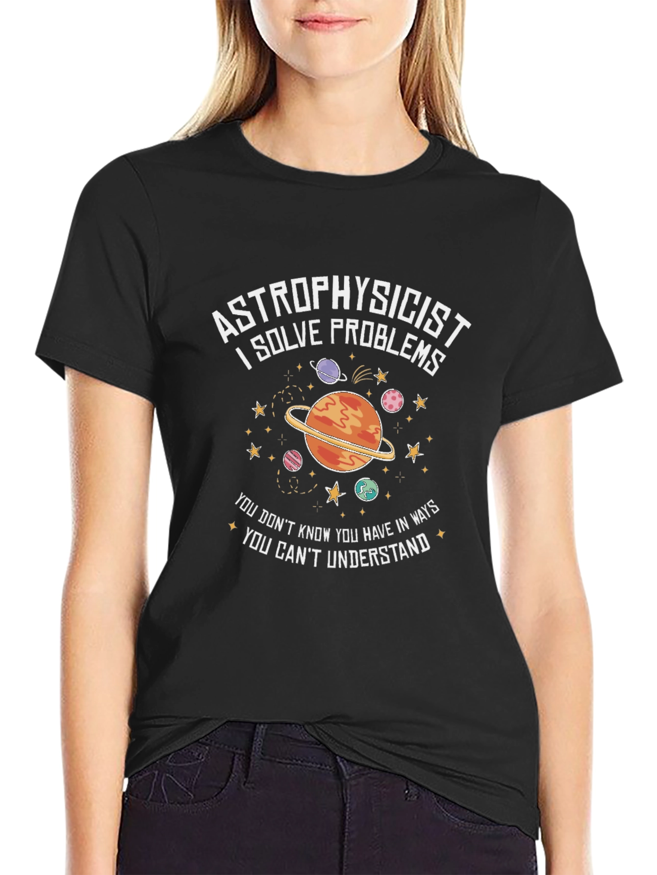 Astrophysicist Problem Solver Black T-Shirt