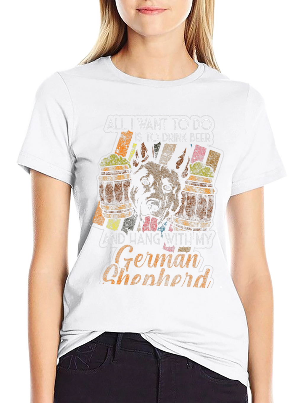 German Shepherd Beer Lover Graphic T-Shirt