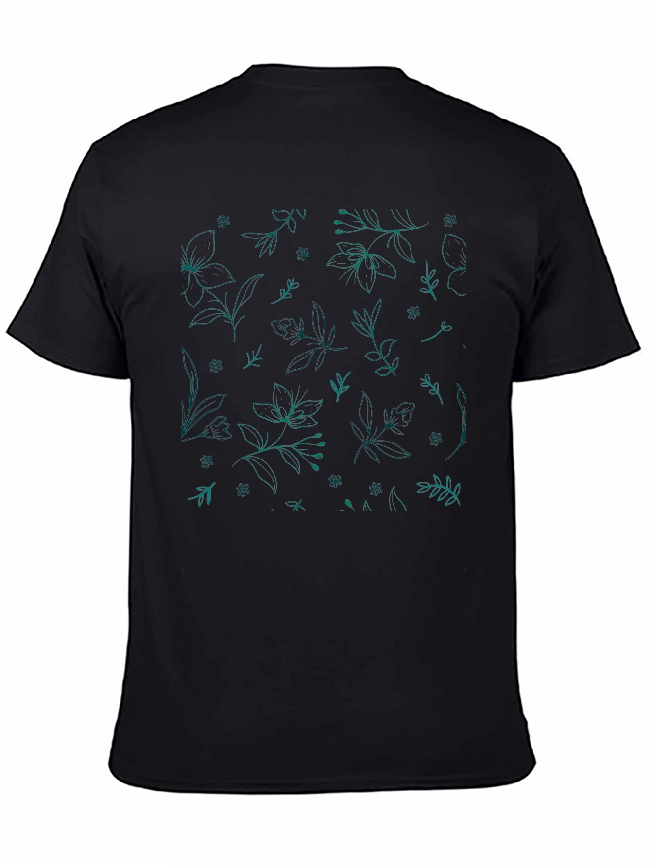 Floral Sketch Tee - Casual Black T-Shirt