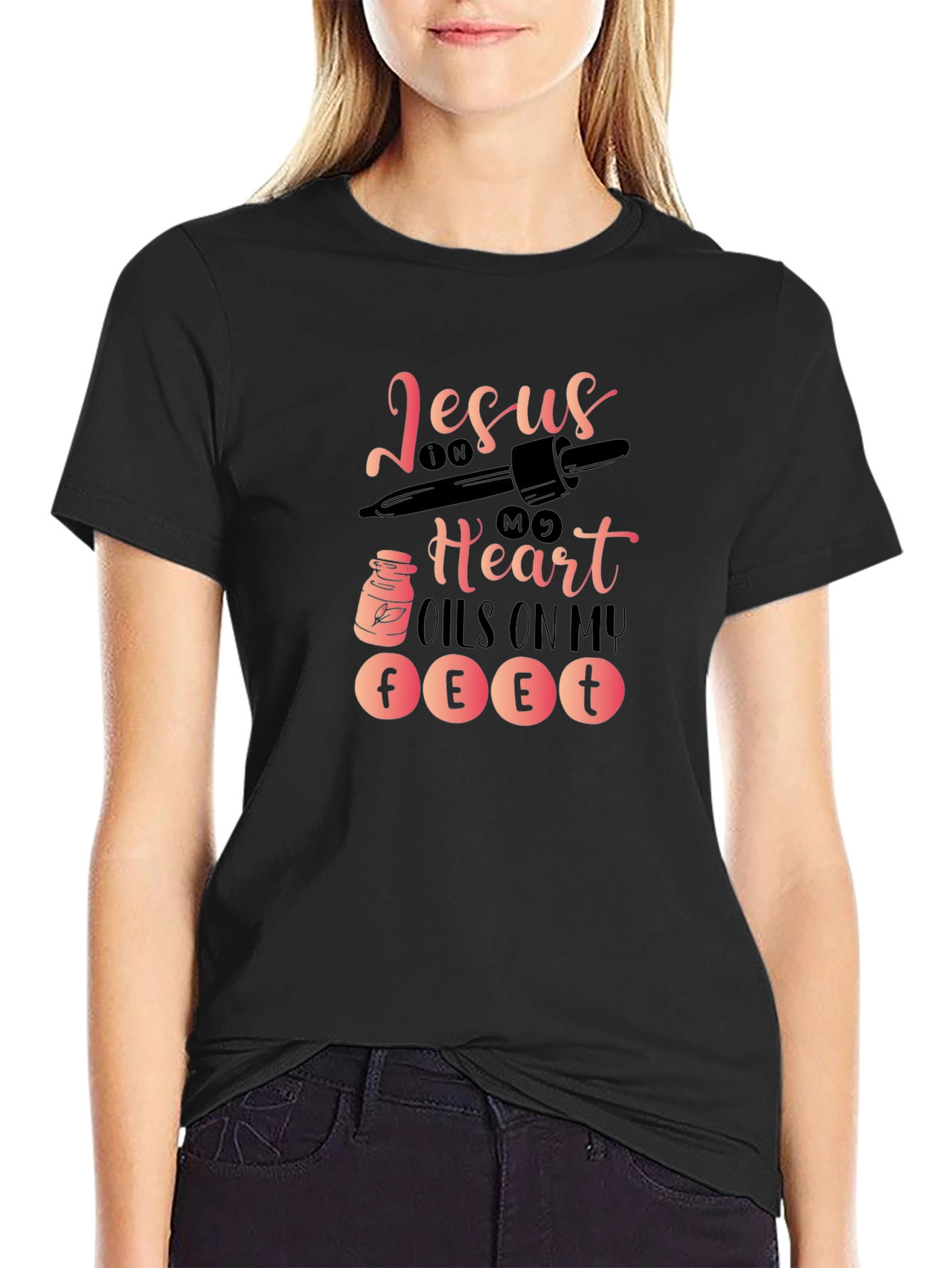 Jesus in My Heart Oils On My Feet T-Shirt