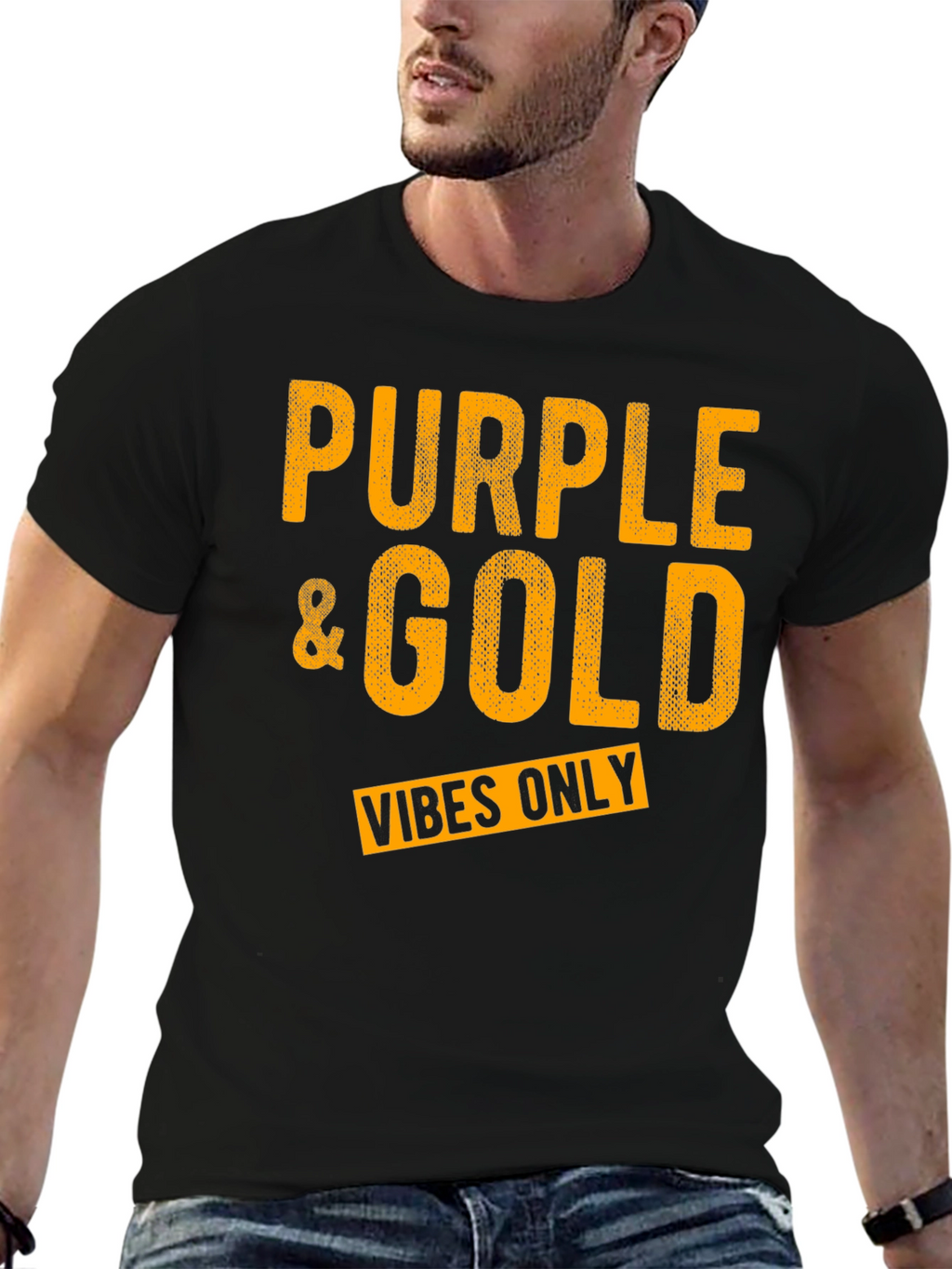 Purple & Gold Vibes Only Graphic T-Shirt