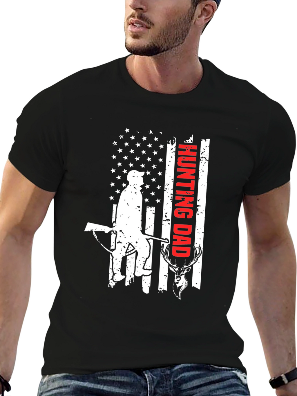 Hunting Dad Graphic Tee - Patriotic Hunter T-Shirt