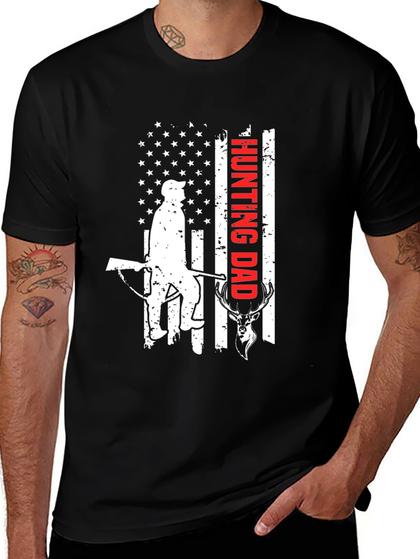 Hunting Dad Graphic Tee - Patriotic Hunter T-Shirt