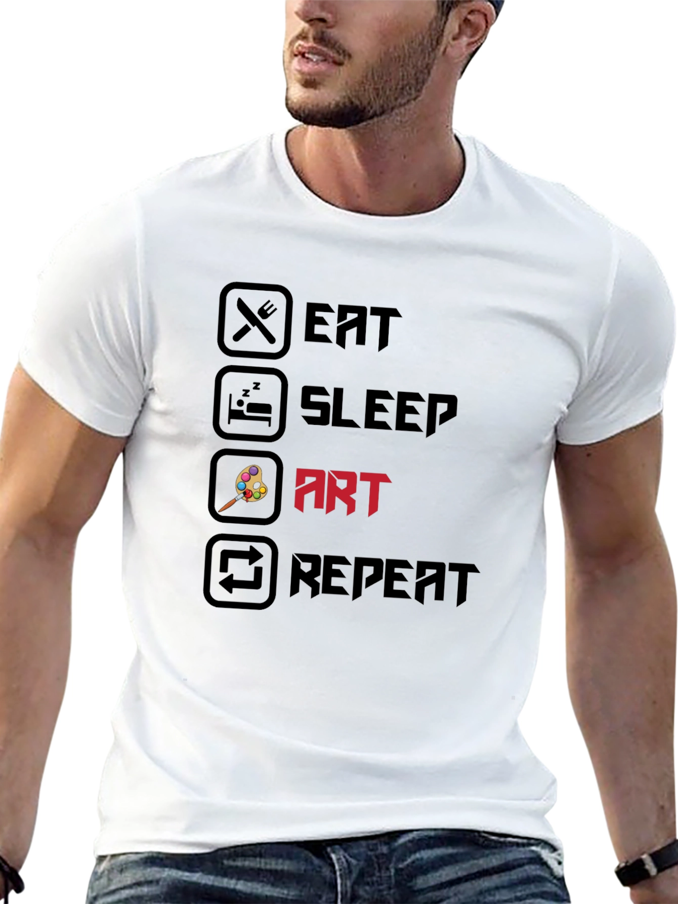 Eat Sleep Art Repeat Black Graphic T-Shirt