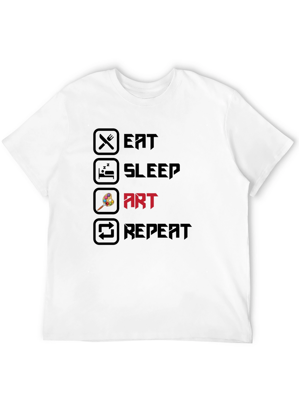 Eat Sleep Art Repeat Black Graphic T-Shirt