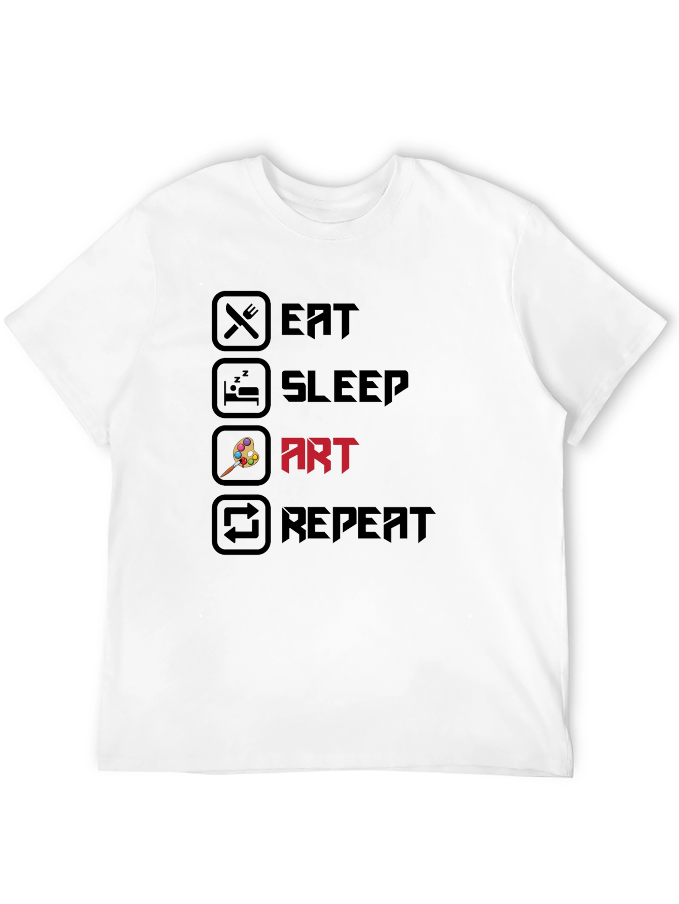Eat Sleep Art Repeat Black Graphic T-Shirt