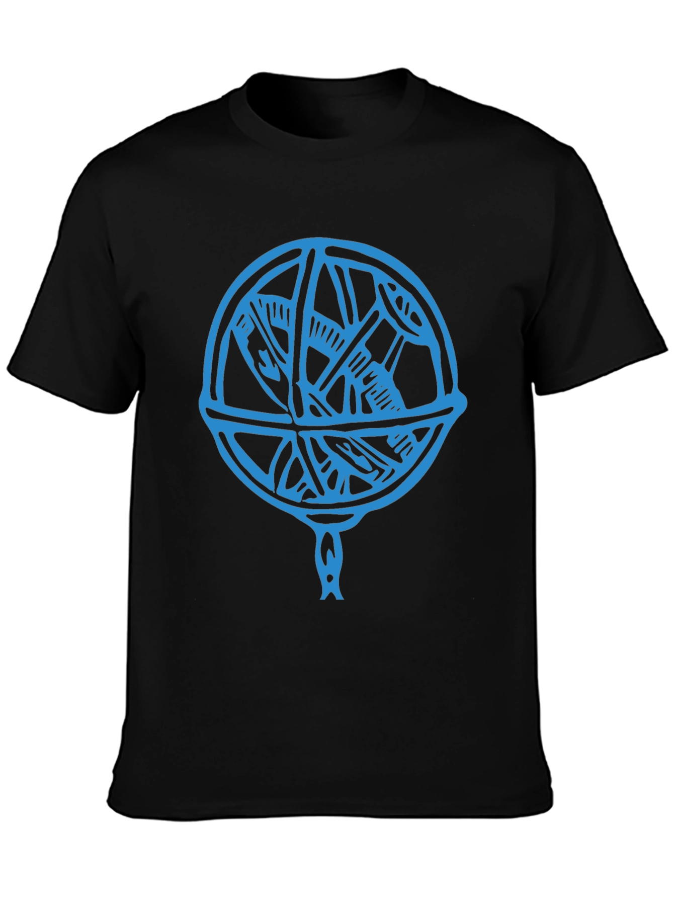 Blue Astrolabe Design Black T-Shirt