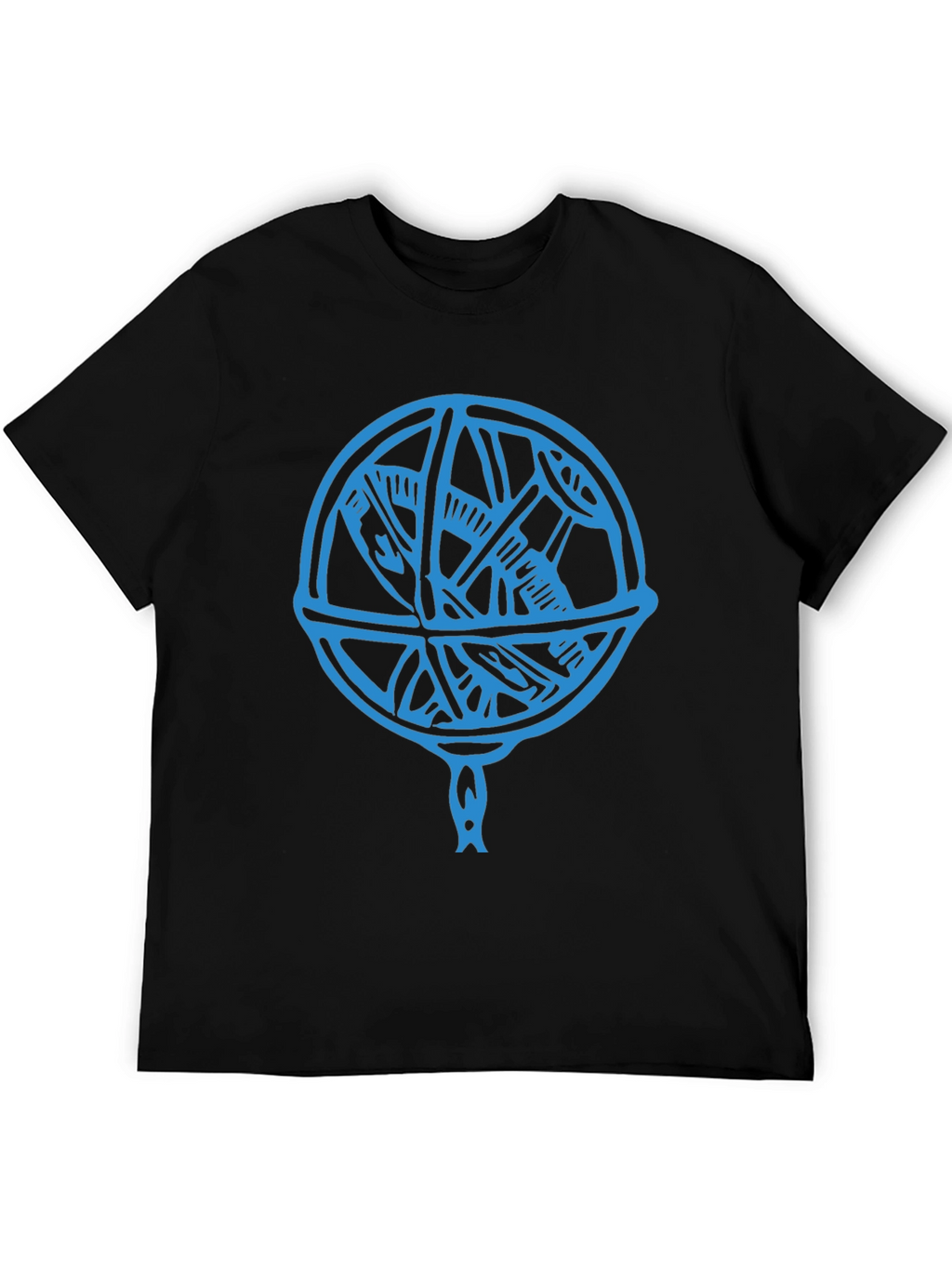 Blue Astrolabe Design Black T-Shirt
