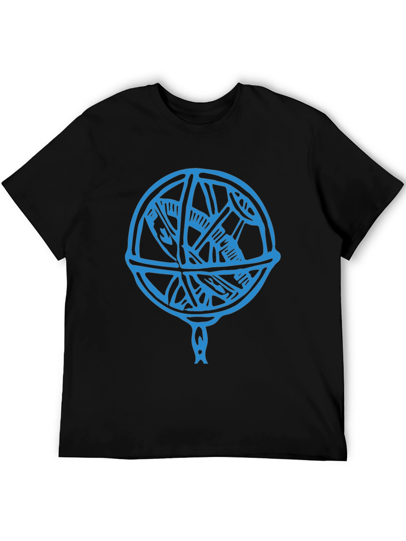 Blue Astrolabe Design Black T-Shirt