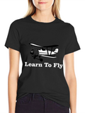 Learn to Fly Biplane T-Shirt - Aviation Tee