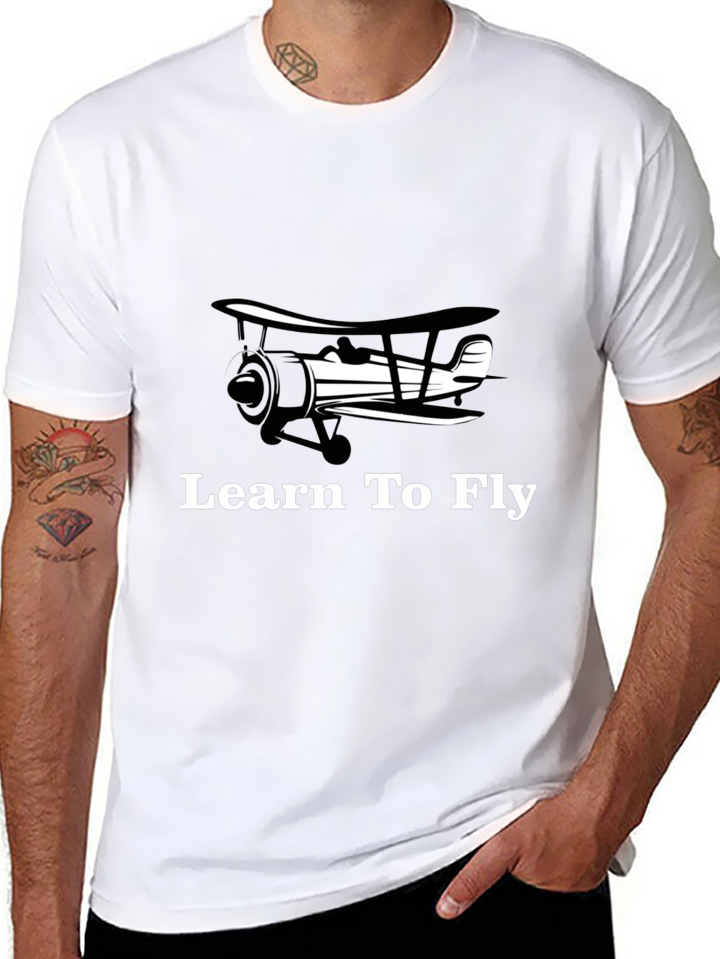 Learn to Fly Biplane T-Shirt - Aviation Tee