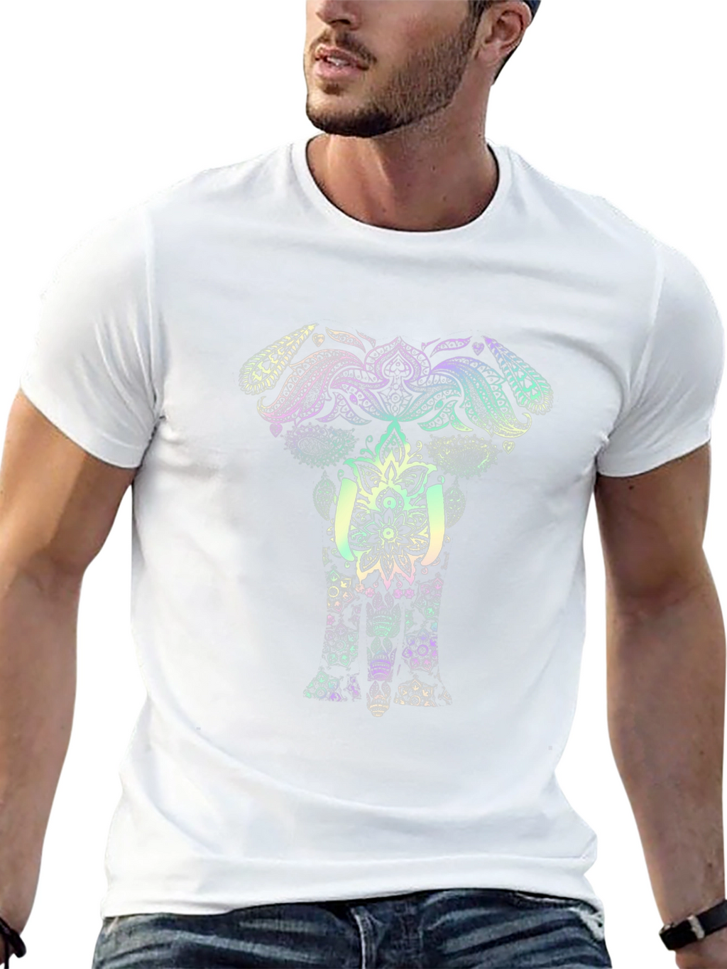 Elephant Mandala Graphic Tee - Black
