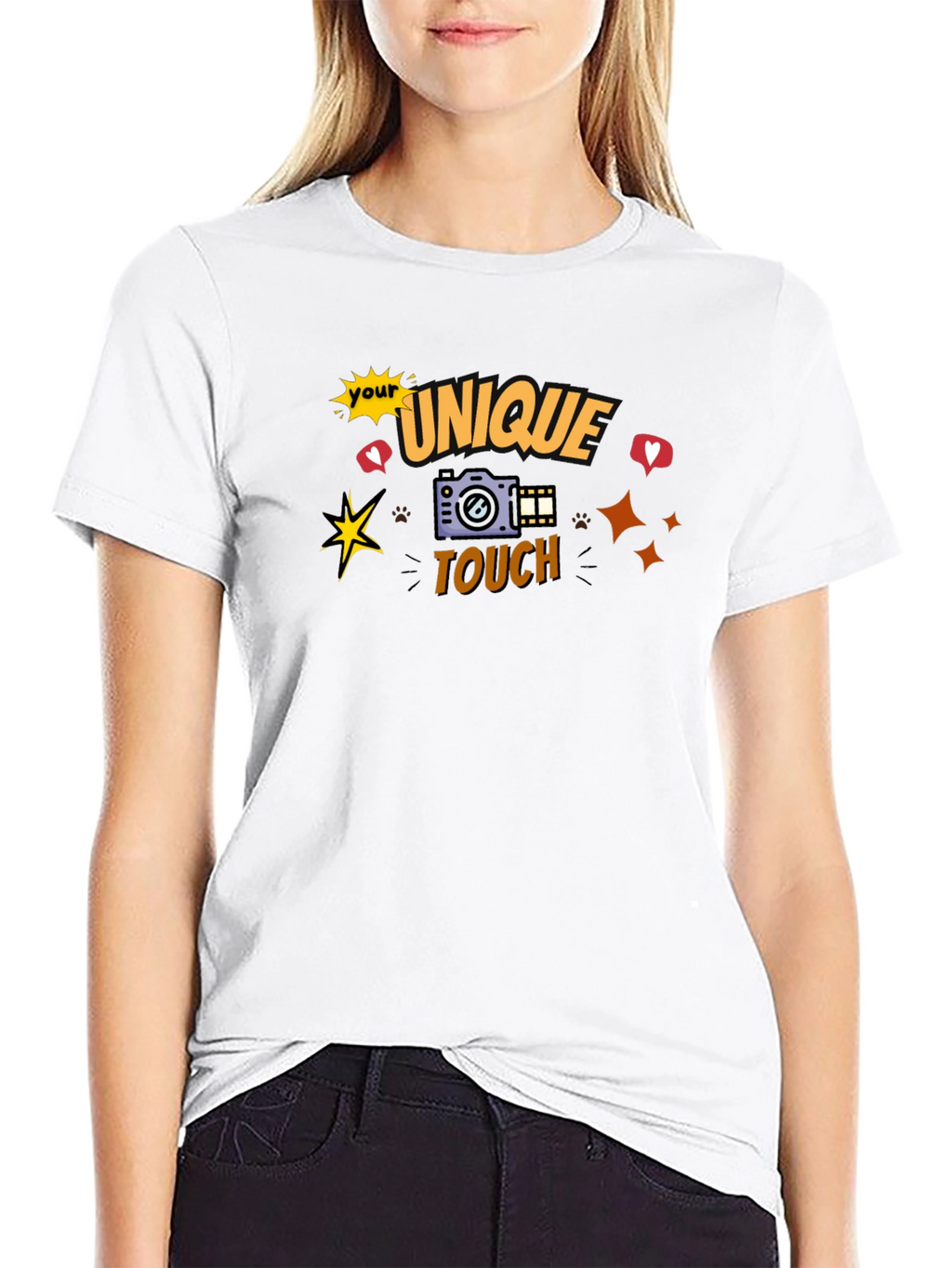 Unique Touch Graphic Tee - Stylish Black T-Shirt