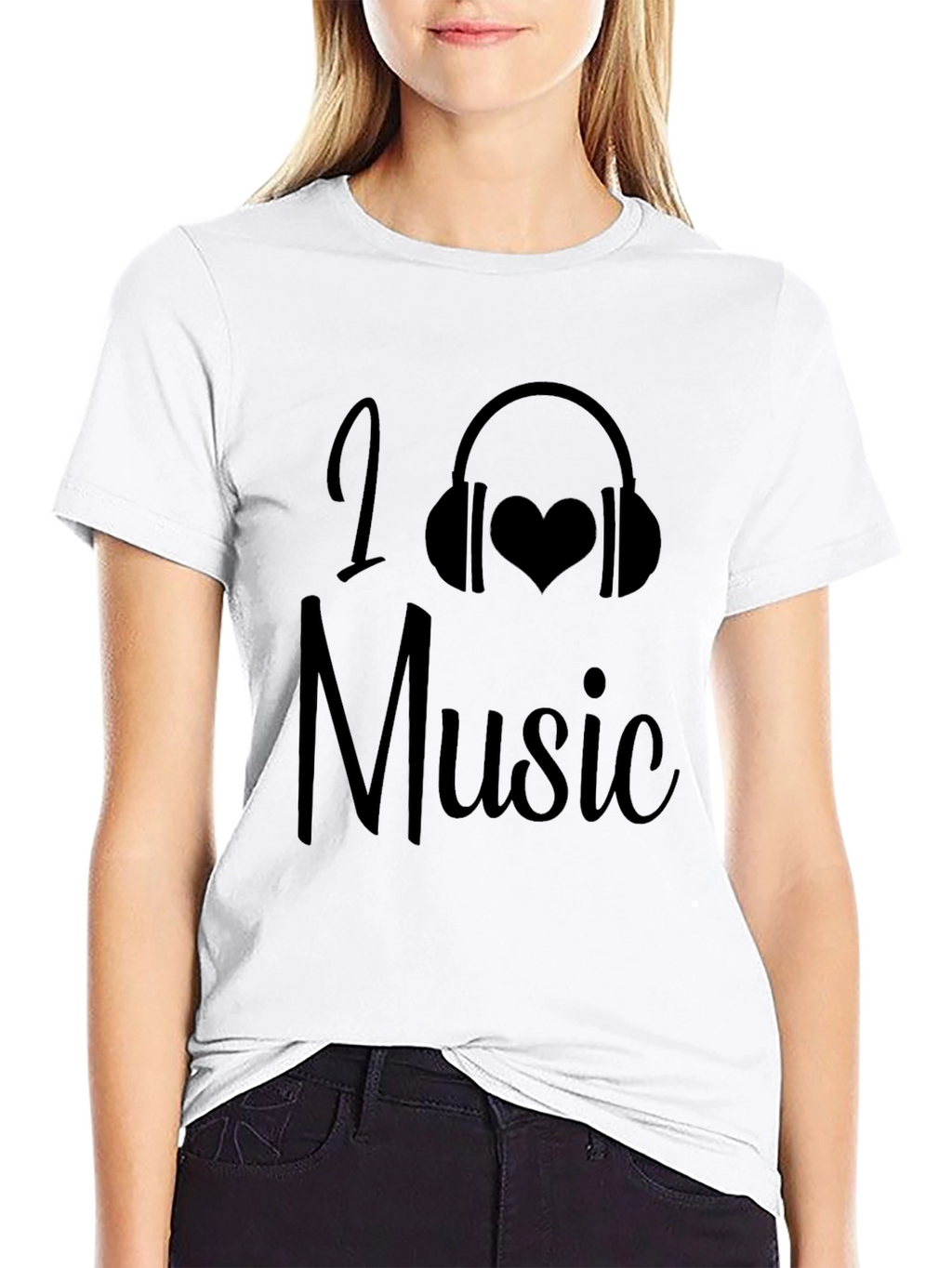 I Love Music Graphic Tee - Black