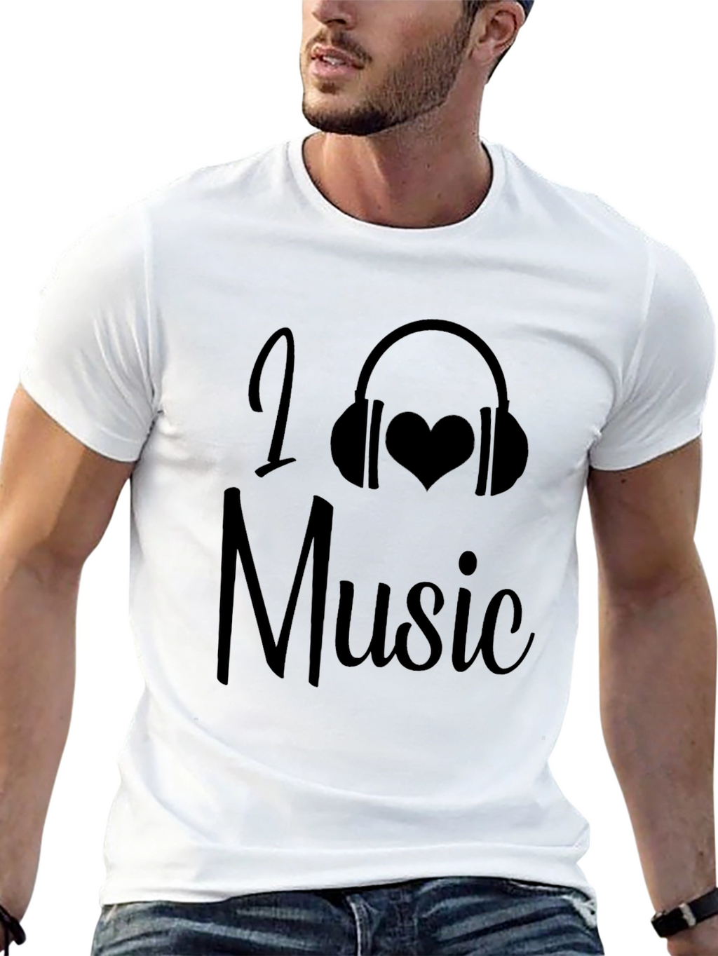 I Love Music Graphic Tee - Black