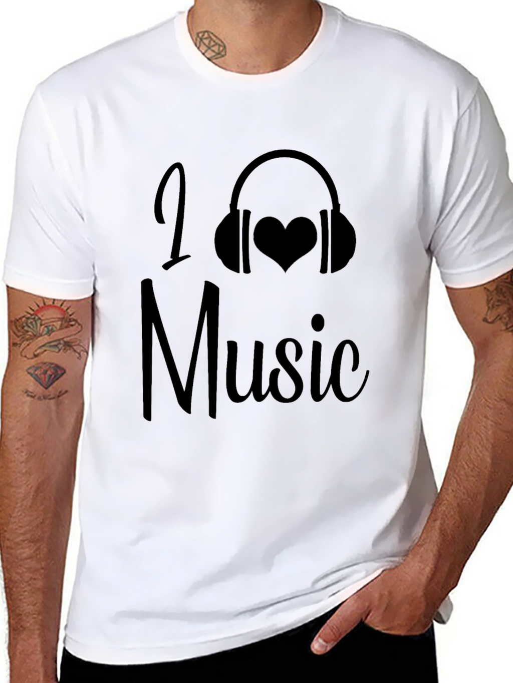 I Love Music Graphic Tee - Black