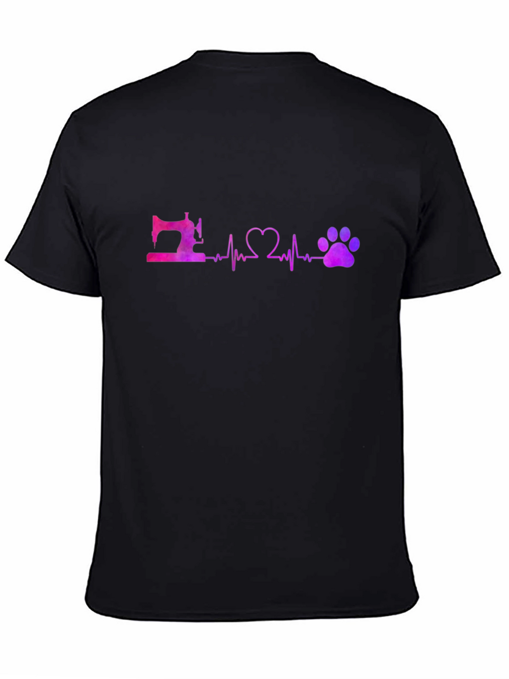 Sewing Heart and Paw Print Black T-Shirt
